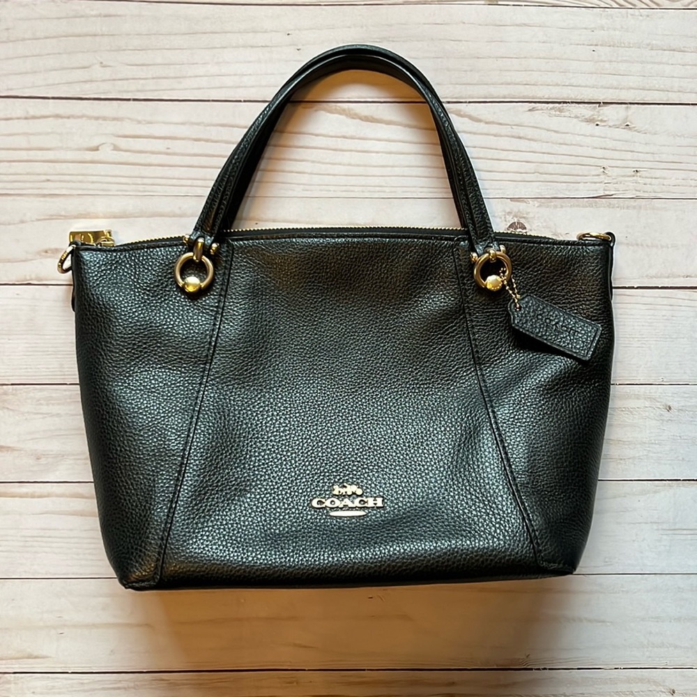 Coach Black Pebbled Leather Kasey Satchel Handbag